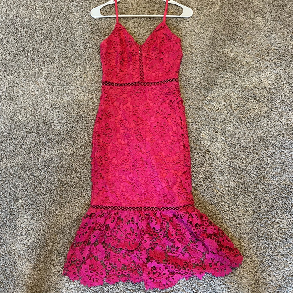 Lulu's Vibrant Pink Lace Dress
